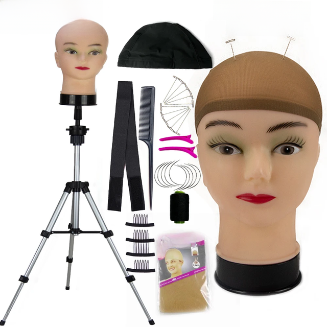 Mannequin Head With T-pin Wig Cap Tripod for women Making Wig Hat Glasses Mask Display Cosmetology Manikin Head Makeup Practice