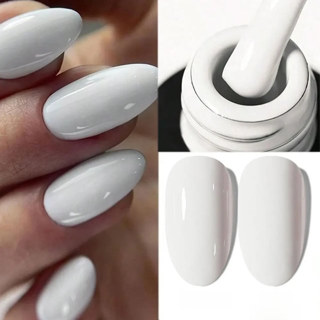 1pcs 7.3ml White Gel Nail Polish French Manicure Gel Polish Semi Permanent Soak Off UV Gel Varnish Base Top Coat Winter Nail 105