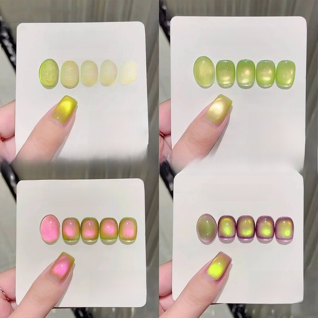 MIANEL 12ML 1-8pcs Spring Hot Selling Fruit Cat Eye Gel Nail Polish 2025 New Whitening Guava Glass Beads Nail Polish Green Nails