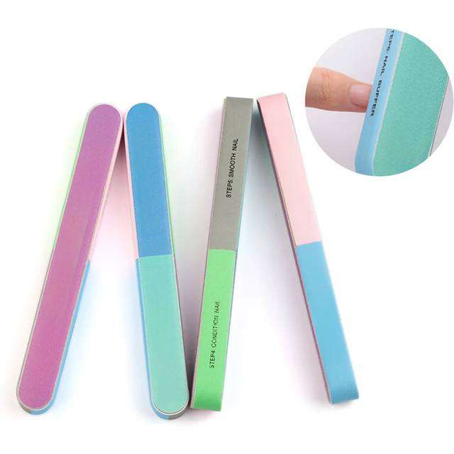2 Pcs/set Nail Spong Files Professional File 7 Sides Sanding Buffer Block Nail Buffer For Nail Polishing Manicure Tool