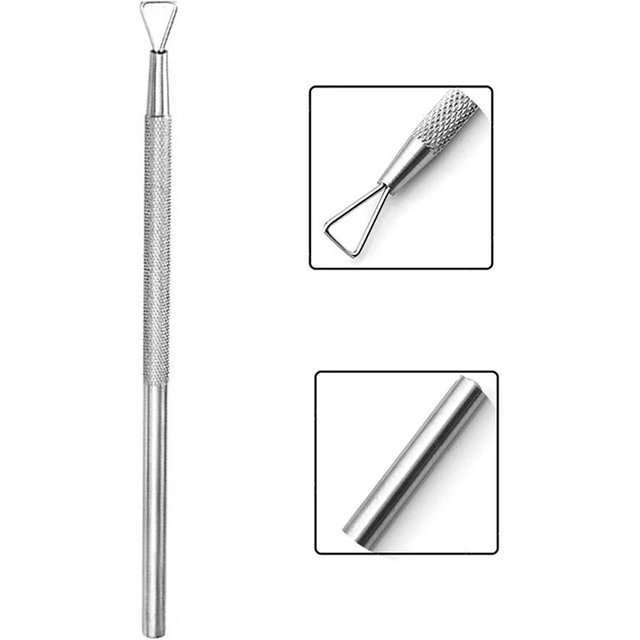 1Pcs/2Pcs Stainless Steel Nail Polish Remover Tool Silvery Holographic Gel Nail Scraper Cuticle Pusher for Home and Salon Use