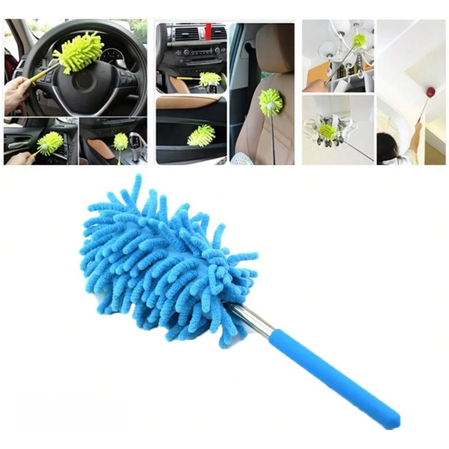 Telescopic Home-Cleaning Marvel Robust PVC Microfiber Duster Brush for Effective Cleaning of Cars Air-Conditioners and Furniture