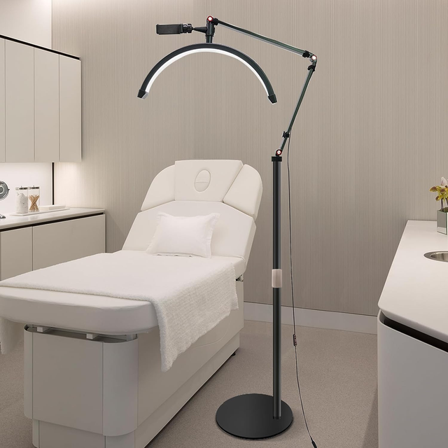 DWiusty 20W LED Halbmond-Wimpernleuchte Temperatur 3000K-6000K Boden-LED-Ringlampe für Beauty, Gesichtsbehandlungen, Hautpflege, Tattoo, Augenbrauen, Filmaufnahmen