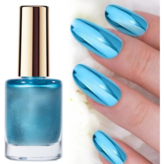 Tinovo Uno Metallic Blue Nail Lacquer Regular Manicure Base Oil Quick Dry Nail Polish Strengthener Chrome Shine No Bake Varnish
