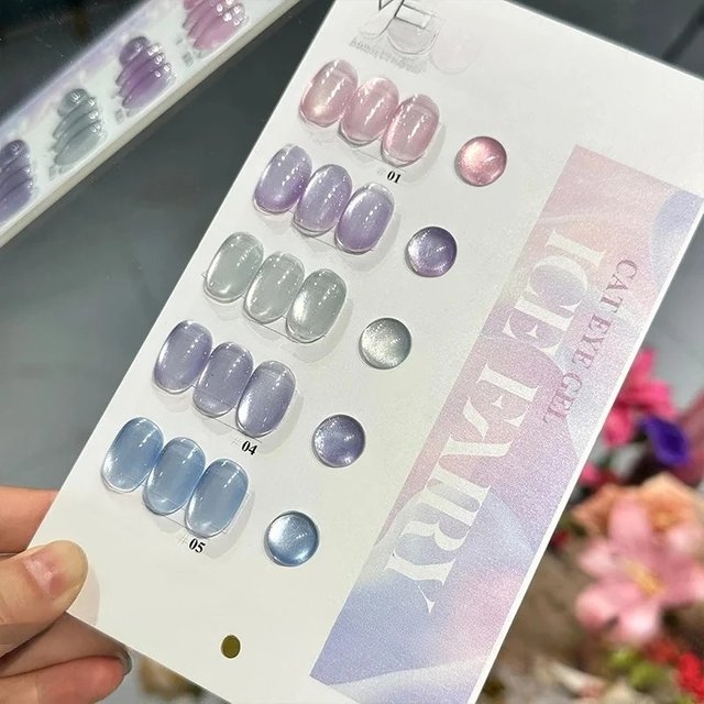 Vendeeni 5Colors Magnetic Cat Eye Gel Nail Polish Set Pink UV LED Soak Off Gel Varnish Crystal Cat Eye Gel Lacquer With Display