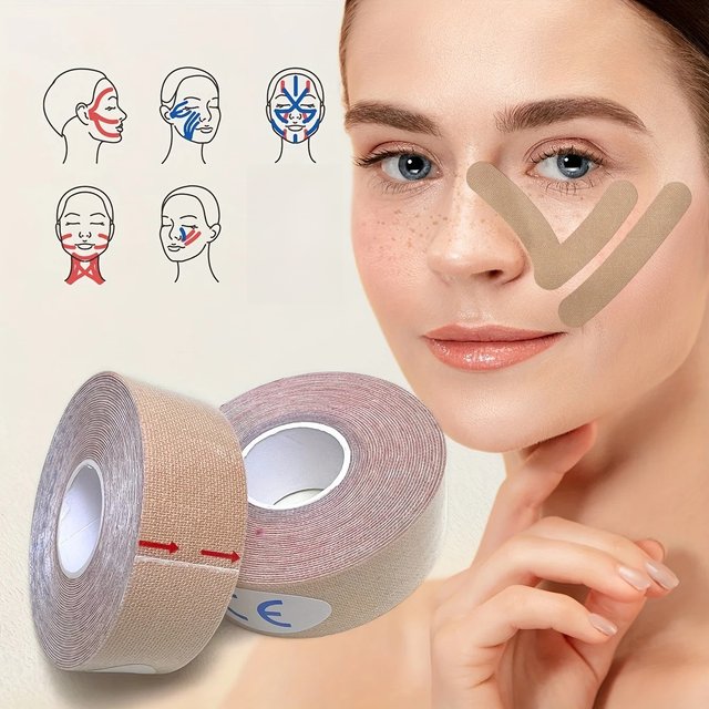 Face and Neck Wrinkle Lift Tape-Multifunctional High Elasticity Facial Sticker forNeck,Lip,Mouth,and Chin Care-0.98*196.85 inch