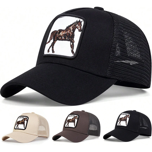 Unisex Horse Stallion Her Embroidery Embroidery Baseball Net Caps Spring and Summer Outdoor Adjustable Casual Hats Sunscreen Hat