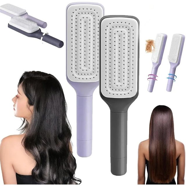 1/2pcs Rotatable Self Cleaning Hair Brush Massage Air Cushion Comb Magic Retractable Self-Cleaning Massage Brush Telescopic Comb
