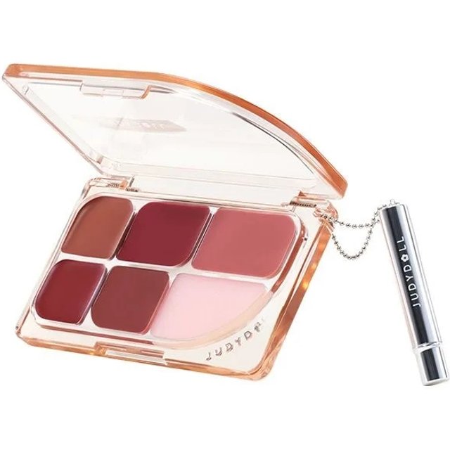 Judydoll Six Color Lipstick Palette Mirror Lip Glaze Multi-Purpose Paste Matte Lip Stick Gloss Nude Lip Stain Makeup