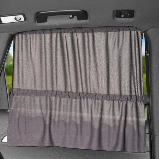 2Pc Car Curtain Suction Cup Heat Insulation Sunshade Side Window Privacy Sunscreen Heat Insulation Sunshade Interior Accessories