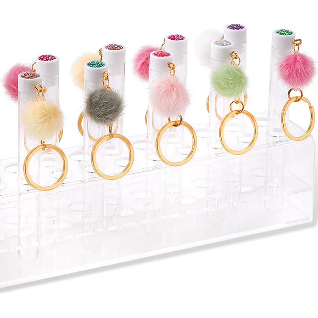 Reusable Eyelash Brush Tube With Key Ring Plush Ball Mascara Wand Container Dust-proof Lash Extension Supplies Makeup Tools