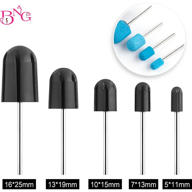 BNG 5Pcs/lot Rubber Mandrel Bits for Nail Sanding Caps Foot File Callus Remover Manicure Pedicure Nail Polishing Burr Home Salon