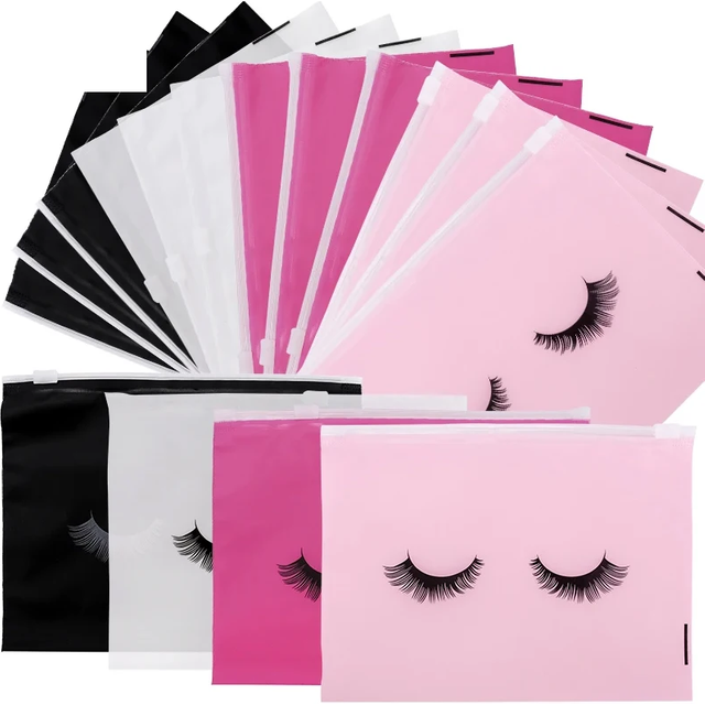 10Pcs Eyelash Cosmetic Pouches Empty Aftercare Bags Eyelash Makeup Bag with Zipper Lash Extension Supplies Accessories Toiletry