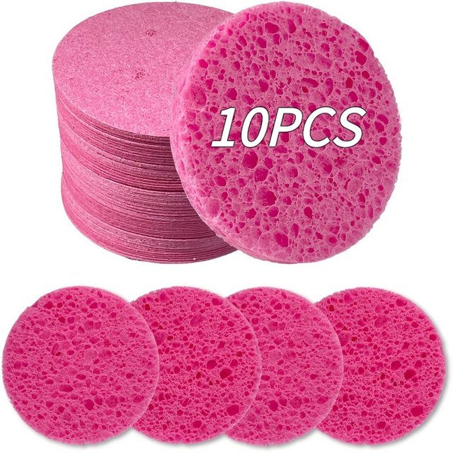 10Pcs Round Facial Sponges Compact Exfoliating Cleansing Sponge Travel Makeup Remover Tool