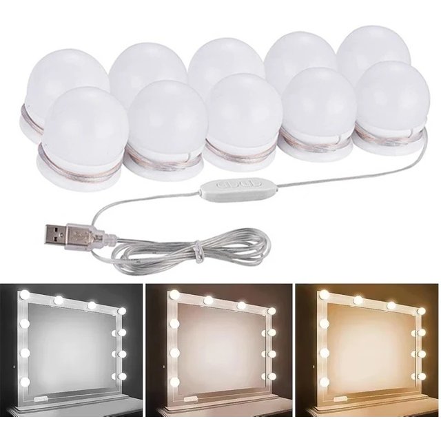 LED Makeup Mirror Light Bulbs USB Charging Vanity Makeup Mirror Lights Bathroom Dressing Table Lighting Dimmable LED Wall Lamp