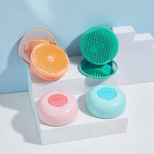 Round Mini Tangle Hair Brush With Mirror Telescopic Comb Self Cleaning Hair Brush Portable Anti-Static Smooth Comb Hair Tools
