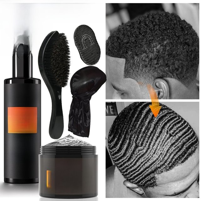 3.53oz Biotin Waves Control Pomade for men Sevich Sport Strong Hold Wave Hair Gel With Brush Wavy Hair Oil Shampoo Conditioner