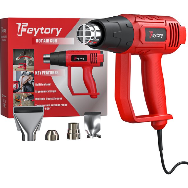 2000W Hot Air Gun DIY Tool Heat Electric Power Tool Paint Stripper Building Hair dryer Soldering Tools Heat gun for car Shrink Wrapping Variable Temperature & 4 Nozzles