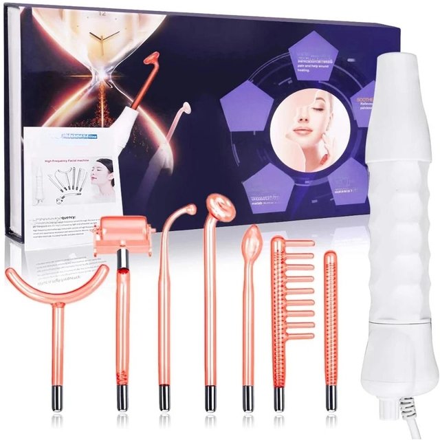 7 IN 1 Facial Beauty Machine High Frequency Electrotherapy Wand Neon Argon Wands Remove wrinkles Inflammation Acne Skin Care