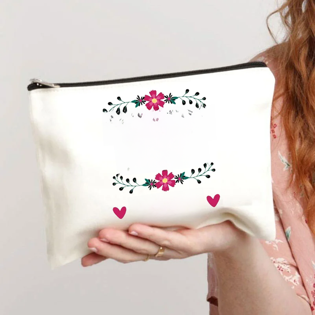 Merci Atsem French Printed Makeup Bag Large Pencil Case School Stationery Supplies Storage Bag Travel Wash Pouch Gifts for Atsem