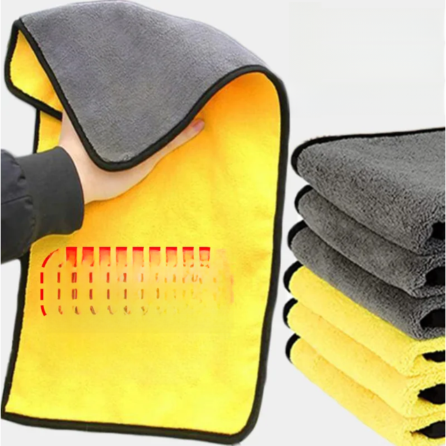 1/2pcs Microfiber Car Cleaning Towel Thicken Soft Drying Cloth Car Body Washing Towels Double Layer Clean Rags Detailing