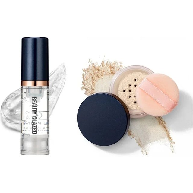 BEAUTY GLAZED Face Makeup Set,Primer+Loose Powder,Oil-Control,Waterproof,Long Lasting,Invisible Pore Smooth,Setting Powder