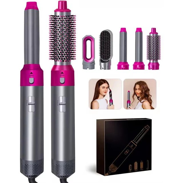 Hair Dryer 5-In-1 Electric Hair Comb Negative Ion Straight Curler Brush Blow Dryer Air Comb Removable Brush Kit Tool