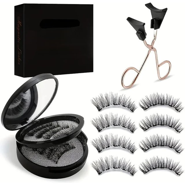 8pcs Magnetic Eyelash Kit Natural False Lashes Waterproof Eyelashes Extension Kit Reusable Wispy False Eyelashes Makeup Tools