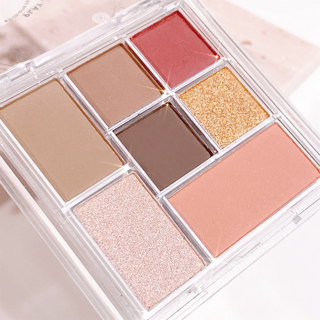 Natural Nude 7-Color Eyeshadow – Matte & Shimmer, High-Pigment, Smudge-Proof & Blendable for All-Day Wear
