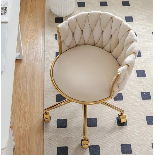 Luxury Makeup Chair with Velvet Upholstery Ergonomic Dressing Table Stool for Home Beauty Studio Professional Nail Salon Seat