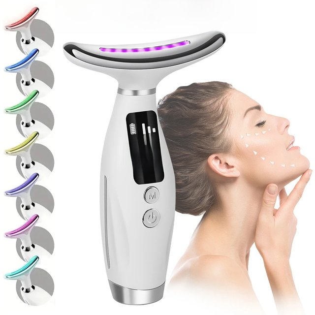 7 Colors Face Neck Massager for Skin Care LED Light Photon Face Sculpting Tool Microcurrent Facial Device for Skin Tightening