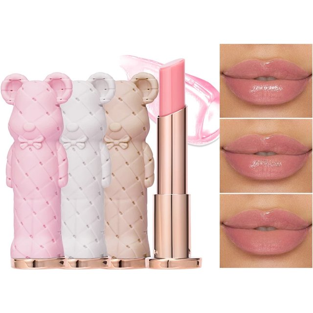 Beauty Glazed Bear Moisturizing Lipstick,Colored Lip Balm,Nourishing Lip stick,Easy To Color,Watery