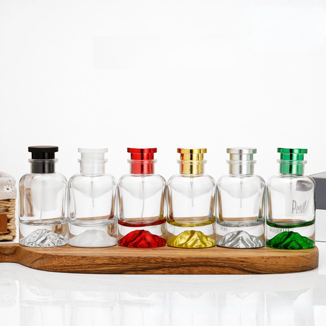 30/50/100ml Empty Round Thick Snap Bottom Perfume Spray Clear Glass Crimp Pump Portable Cosmetic Packaging Refillable