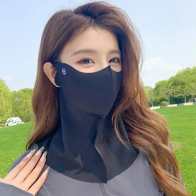 Women Summer UV Protection Neck Scarf Ice Silk Face Mask Cover Outdoor Wrap Cover Sports Cycling Proof Sunscreen Dustproof veil