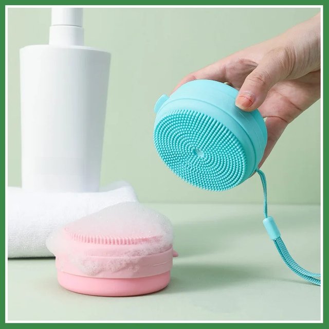 1pc Portable Bathing Brush Hanging Bath Body Scrubber Soap Case Silicone Brush Massage Hair Tactile Brush bath sponge