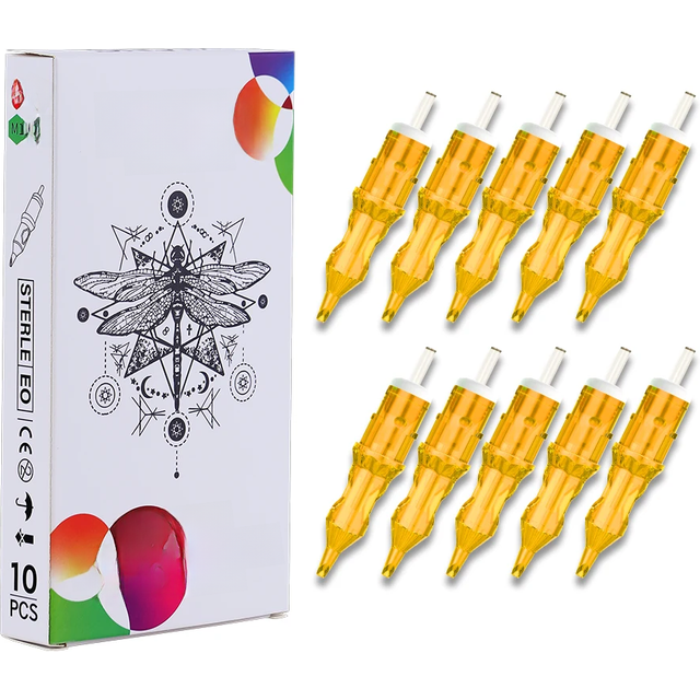 YILONG 10PCS Tattoo Cartridge Needle Disposable Sterile Tattoo Needles #12 RL RM RS M1 Permanent Makeup Body Cartridge Needle
