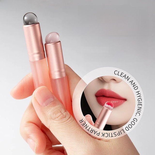 Pink/Black Silicone Lip Brush Women Girls Cosmetics Makeup Brushes Lipstick Eye Shadow Smudge Pushing Brush Round Lip Brushes
