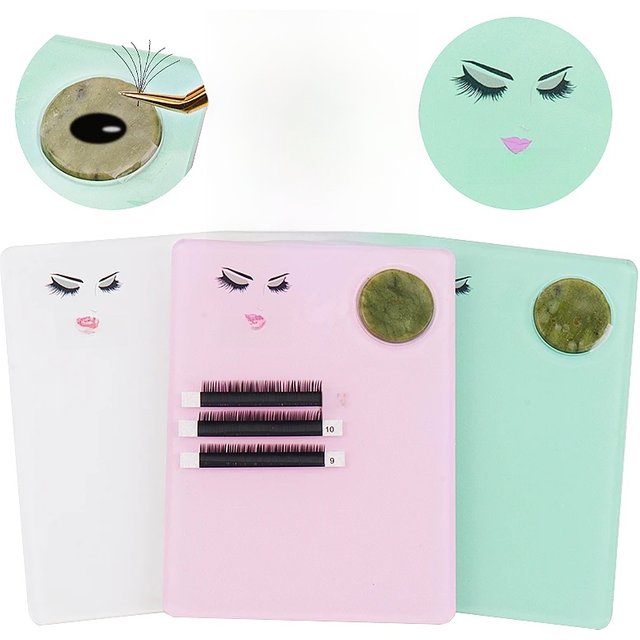 1pcs Acrylic Jade Stone Eyelash Extension Plate Tray Grafting Lashes Holder Glue Pallet Board Stand Pad Beauty Makeup Tools