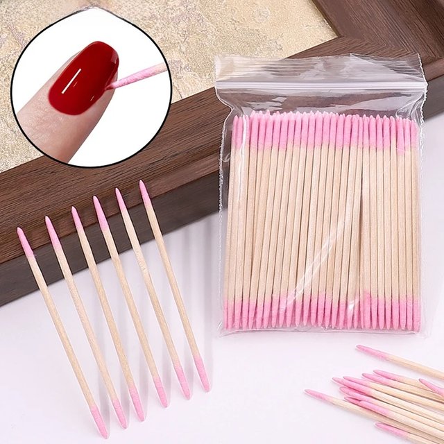 100/300/500Pcs Disposable Wood Cotton Swab Double Head Lipstick Ear Swabs Eyelash Cleaning Cotton Buds Manicure Beauty Supplies