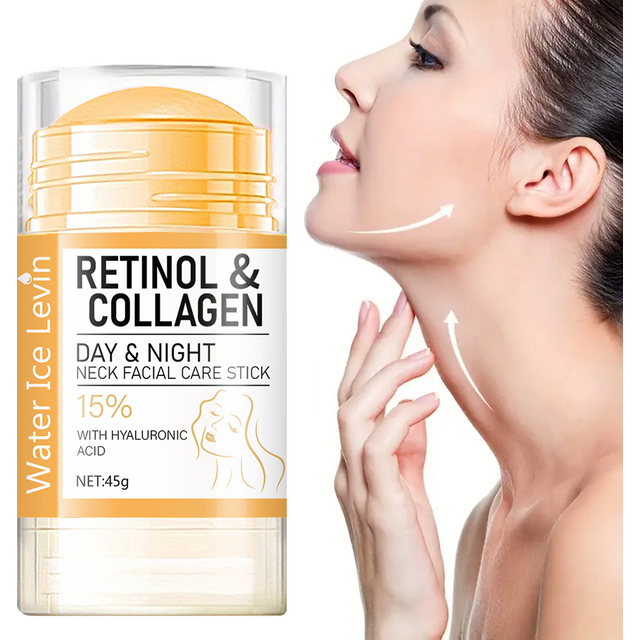45g Retinol & Collagen Neck Cream Facial Stick - Day/Night Hydrating Moisturizer Non-Greasy Easy-to-Use Skin Care
