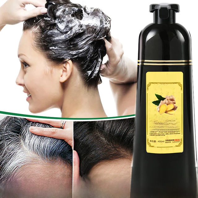 Mokeru 1pc Ginger shampoo Herbal Non Allergic Natural Fast Blacking Gray Hair Dye Black Shampoo For White Coloring