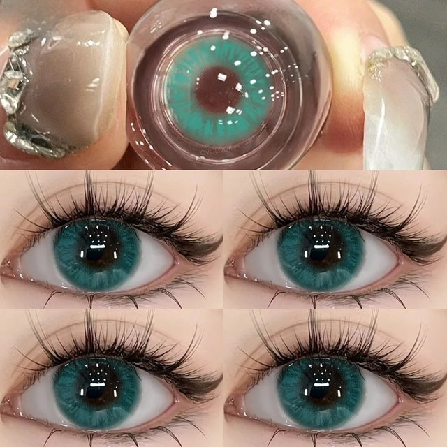 OVOLOOK-2pcs Green Cosplay Series Colored Contact Lenses for Eyes Myopia Cosmetics Pupils Eye Color Lens With Prescription Lens