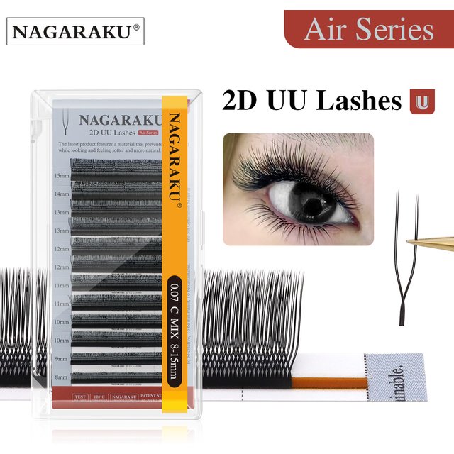 NAGARAKU U Shape YY 2D UU Soft Light Natural Eyelash Extensions Parallel Makeup Supplies