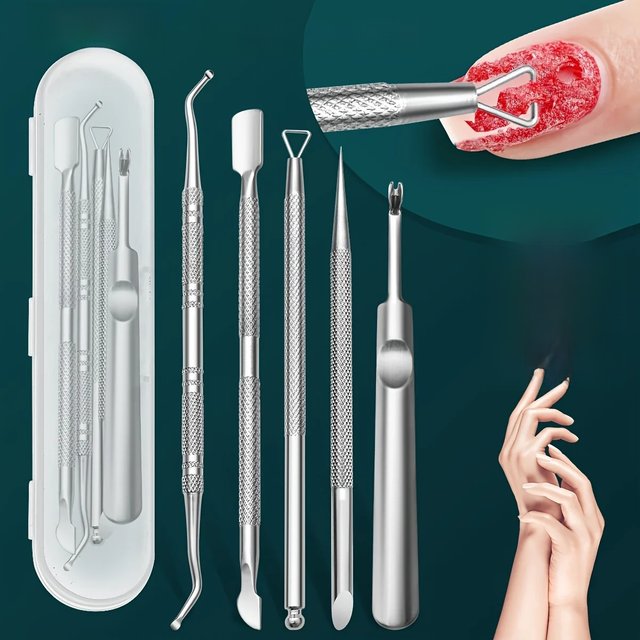 Stainless Steel Nail Polish Remover Set - Gel Peeler, Scraper & Cleaner Kit for Hands, Feet - Odorless Manicure & Pedicure Care