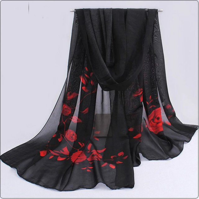 1pcs Chiffon Scarf Simple Elegant Floral Print Thin Head Scarf Large Shawl, Summer Beach Towel Sunscreen Shawl Windproof Neck Sc