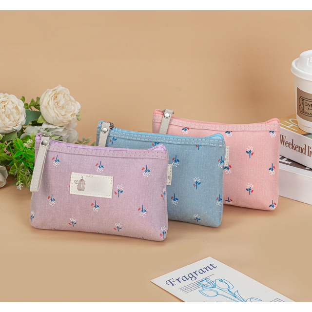 Canvas Printed Makeup Bag for women Waterproof Portable Instagram Style Student Pencil Case Travel Storage Toiletries Bag