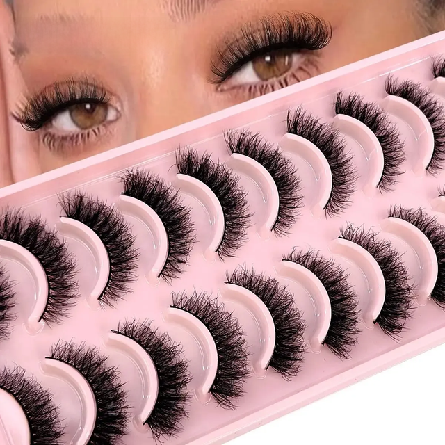 HBZGTLAD New 10 Pairs 3D Faux Mink Eye Lashes Fluffy Volume Mink Lashes Short Lashes Makeup Kit Natural Long False Eyelas