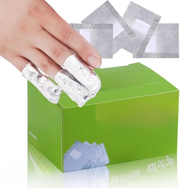 100Pcs Aluminium Foil Nail Polish Remover Wraps Disposable Soak Off Acrylic Gel Polish Remove Paper for Makeup Nails Clean Tools