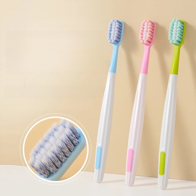 High quality soft bristle toothbrush spiral soft bristle long head square hole dopamine 3 color home independent packaging