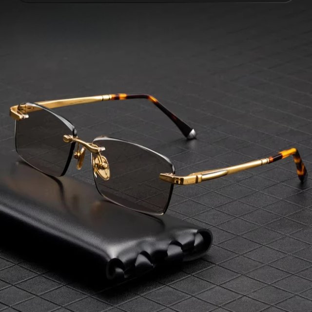 2025 New Rimless Glass Shades Alloy Durable Men's Prescription Reading Glasses Frames UV400 Sunscreen Outdoor Fishing Eyewear